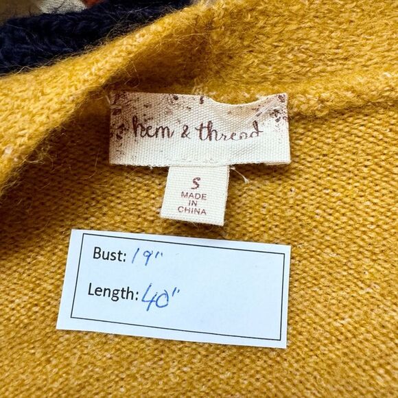 Hem & Thread Color Block Duster Long Open Cardigan - Picture 5 of 6